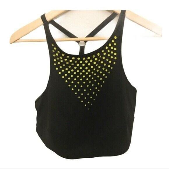 Sports Bra Black and Neon Yellow 80's 90s Profile by Gottex Womens Sz 16 - Picture 1 of 6